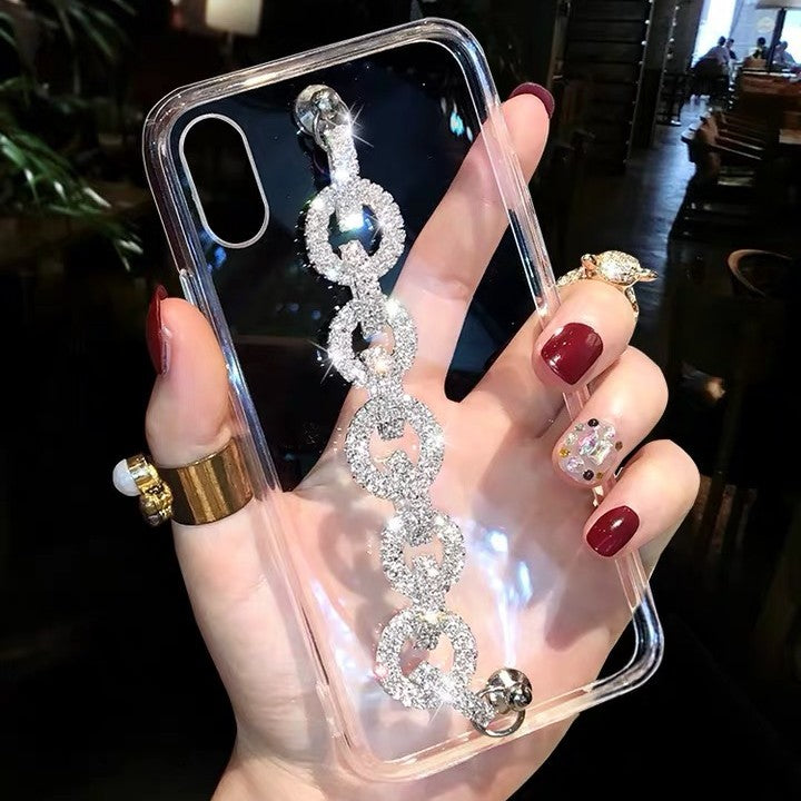 Bracelet for Apple X mobile phone case iPhoneXSMAX net red 8plus Apple XS max rhinestone transparent 11P
