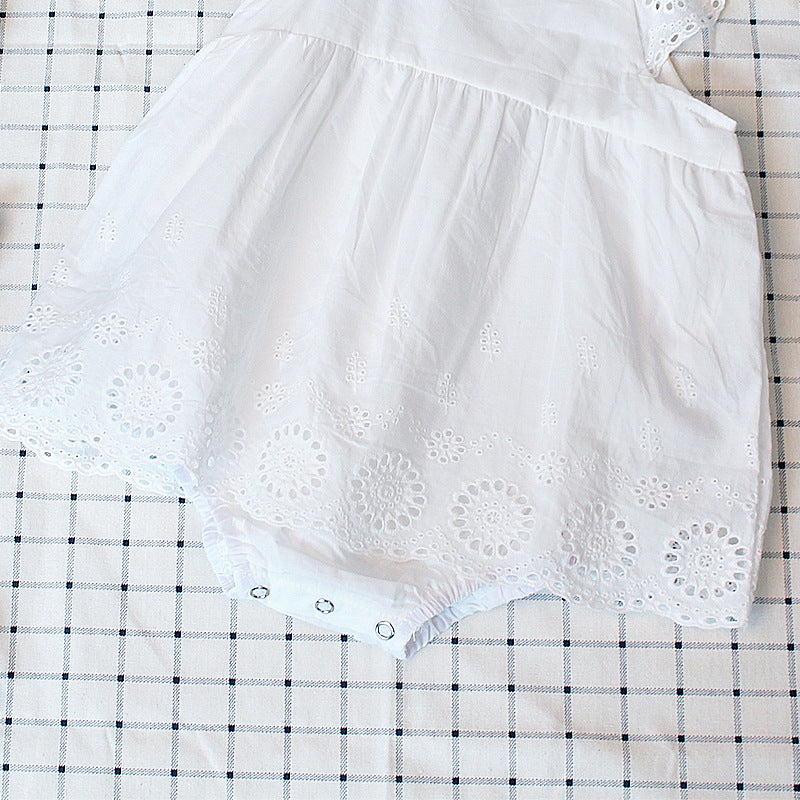 ins European and American AliExpress summer girl baby baby hundred day clothing embroidered lace cotton triangle romper skirt
