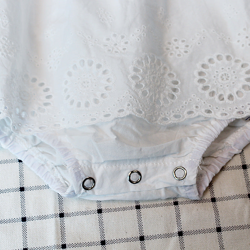 ins European and American AliExpress summer girl baby baby hundred day clothing embroidered lace cotton triangle romper skirt
