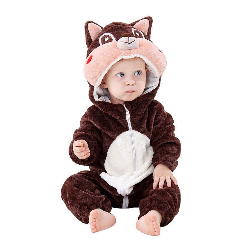 Mimi miles green dinosaur baby hooded animal crawling clothes flannel children's clothes cute baby crawling clothes