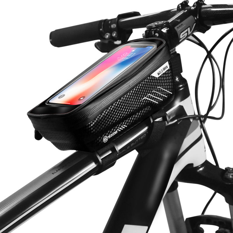 WILD MAN hard shell bicycle bag mountain bike front beam bag upper tube waterproof mobile phone bag saddle bag riding equipment