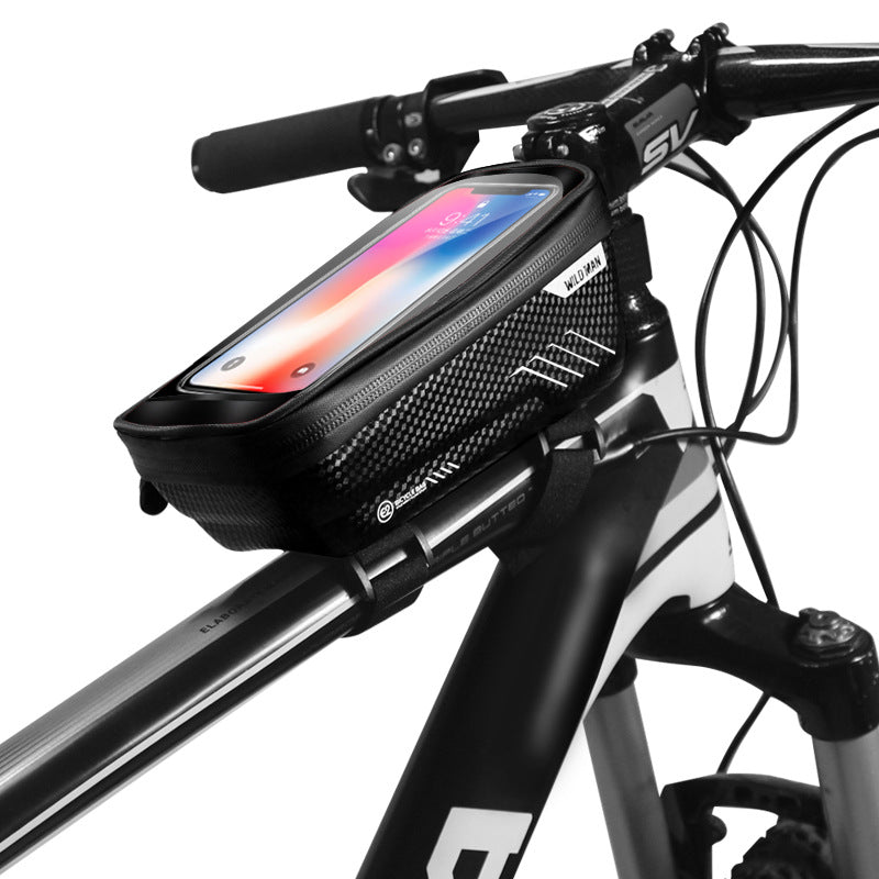 WILD MAN hard shell bicycle bag mountain bike front beam bag upper tube waterproof mobile phone bag saddle bag riding equipment