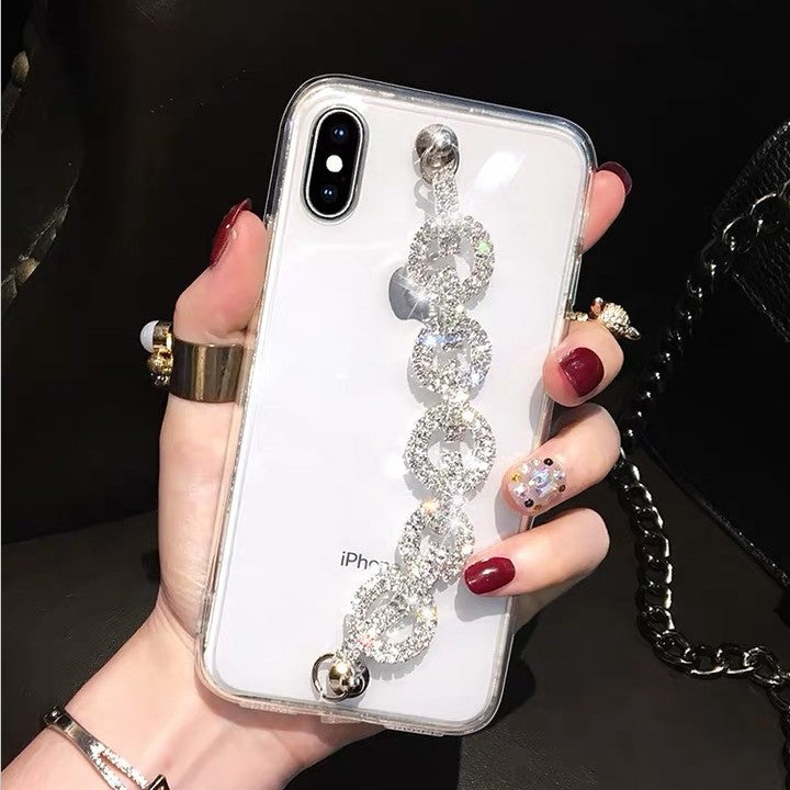 Bracelet for Apple X mobile phone case iPhoneXSMAX net red 8plus Apple XS max rhinestone transparent 11P