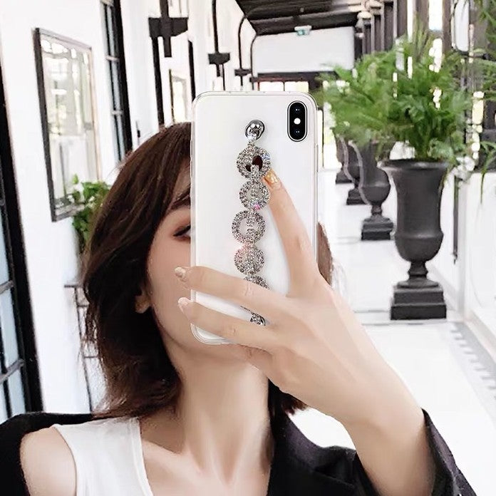 Bracelet for Apple X mobile phone case iPhoneXSMAX net red 8plus Apple XS max rhinestone transparent 11P