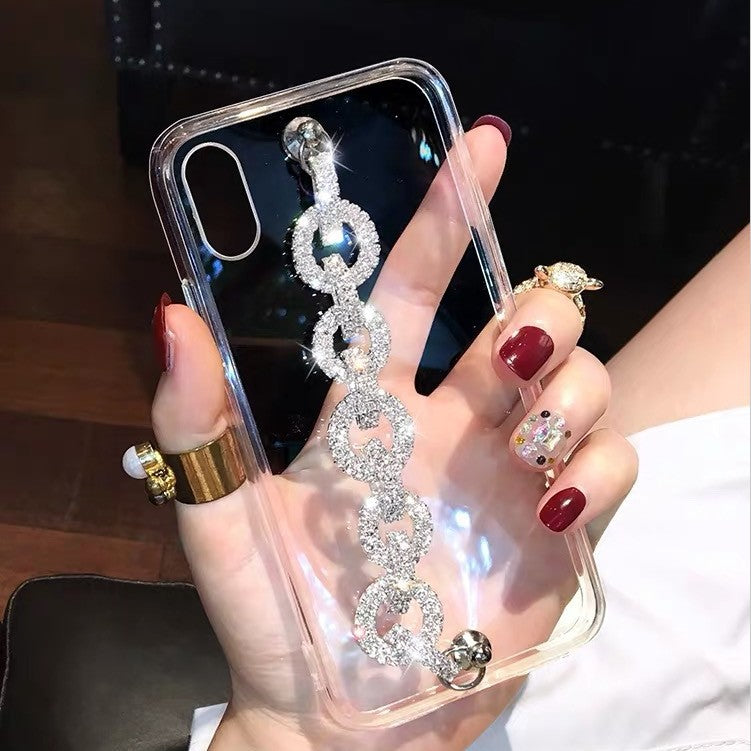 Bracelet for Apple X mobile phone case iPhoneXSMAX net red 8plus Apple XS max rhinestone transparent 11P