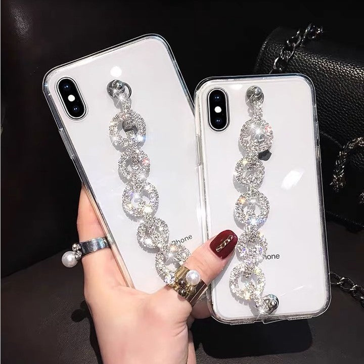 Bracelet for Apple X mobile phone case iPhoneXSMAX net red 8plus Apple XS max rhinestone transparent 11P