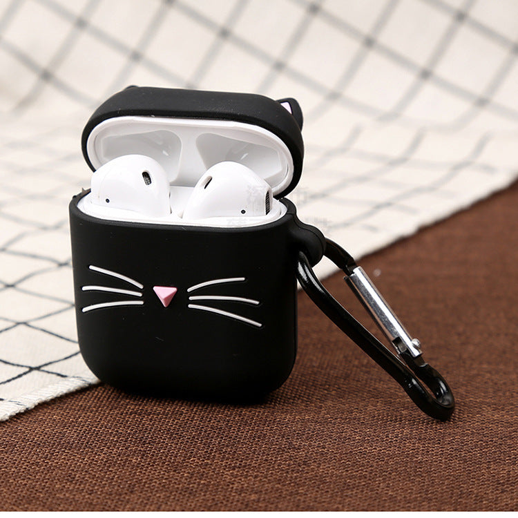 Japan and South Korea cute beard ins cat airpods pro3 protective cover Apple wireless 1/2 headphone cover silicone application