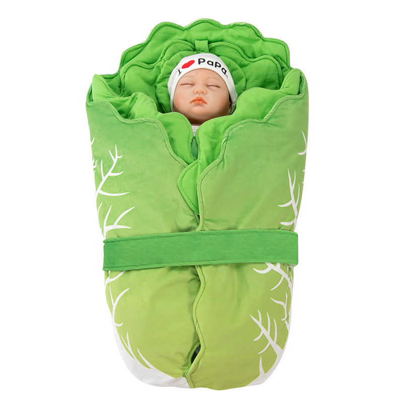 Chinese cabbage blanket for babies in autumn and winter, thickened newborn blanket for going out to the delivery room, single newborn baby cabbage swaddle