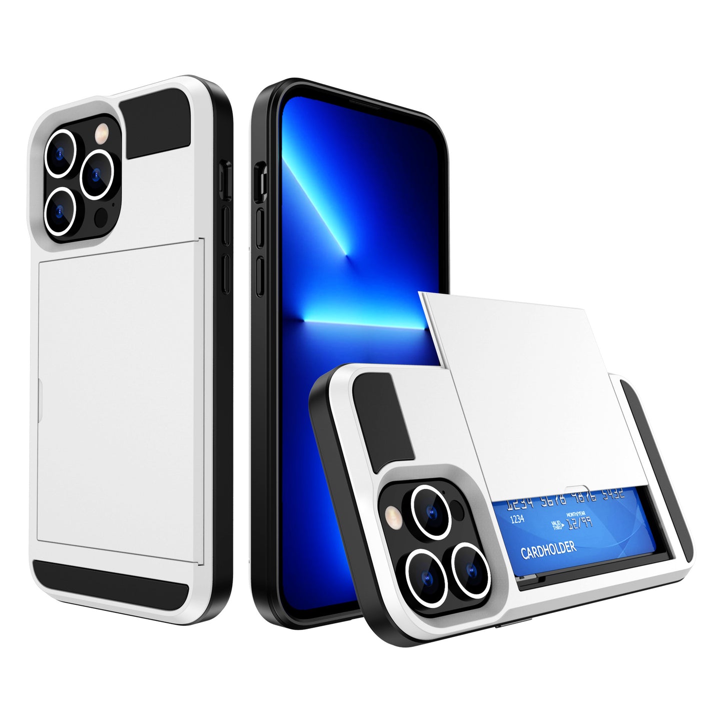 Suitable for iPhone14 Max slide card card mobile phone case TPU+PC two-in-one iPhone14 Pro protective case