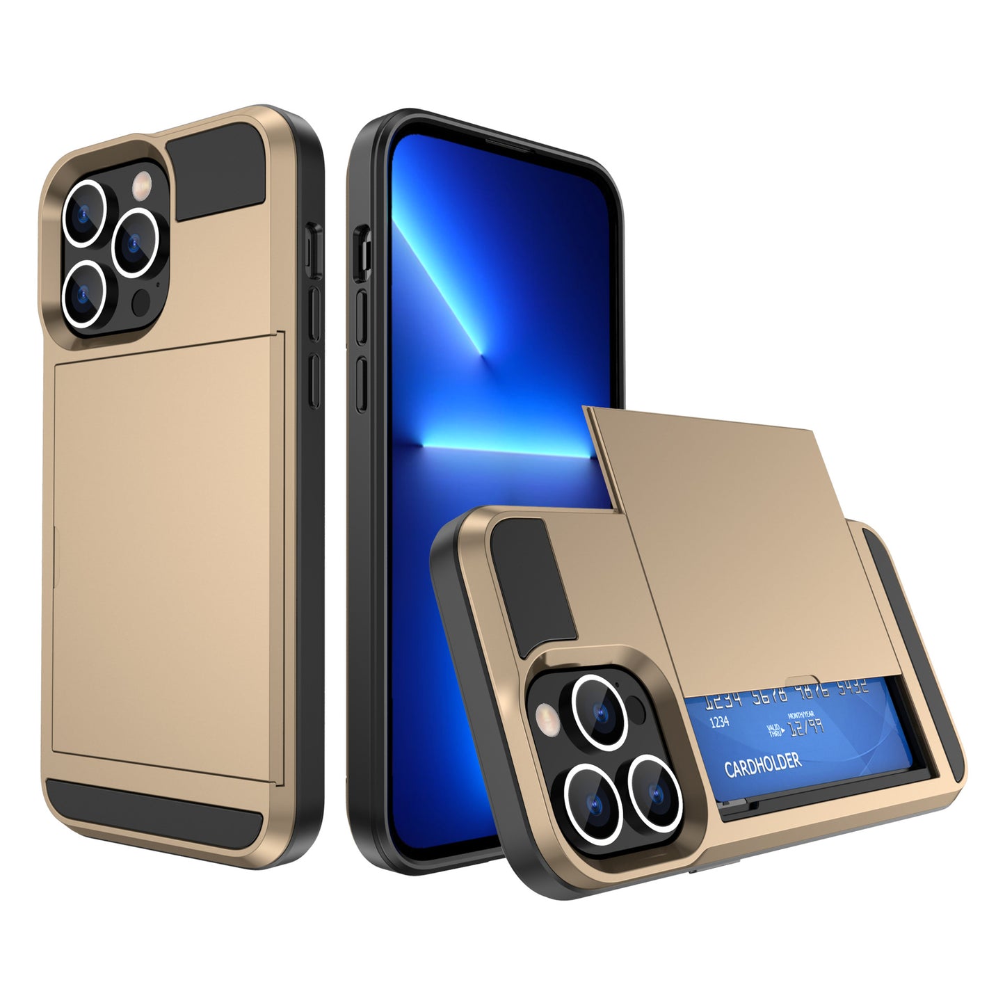 Suitable for iPhone14 Max slide card card mobile phone case TPU+PC two-in-one iPhone14 Pro protective case