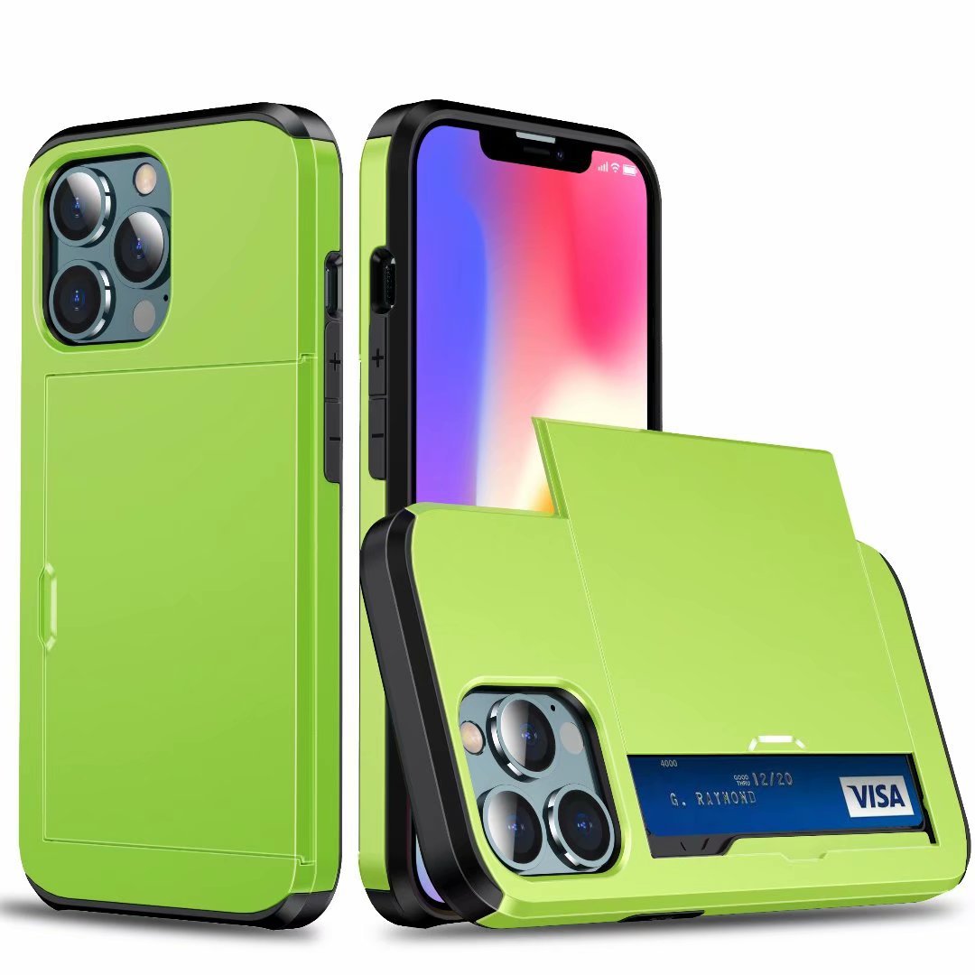 Applicable to iphone14promax mobile phone case Apple 14 slide cover card 6.7 inch two-in-one card case protective cover