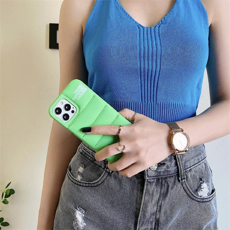 urban hipsters cotton-filled down jacket mobile phone case in Europe and America suitable for Apple iPhone112promax protective cover