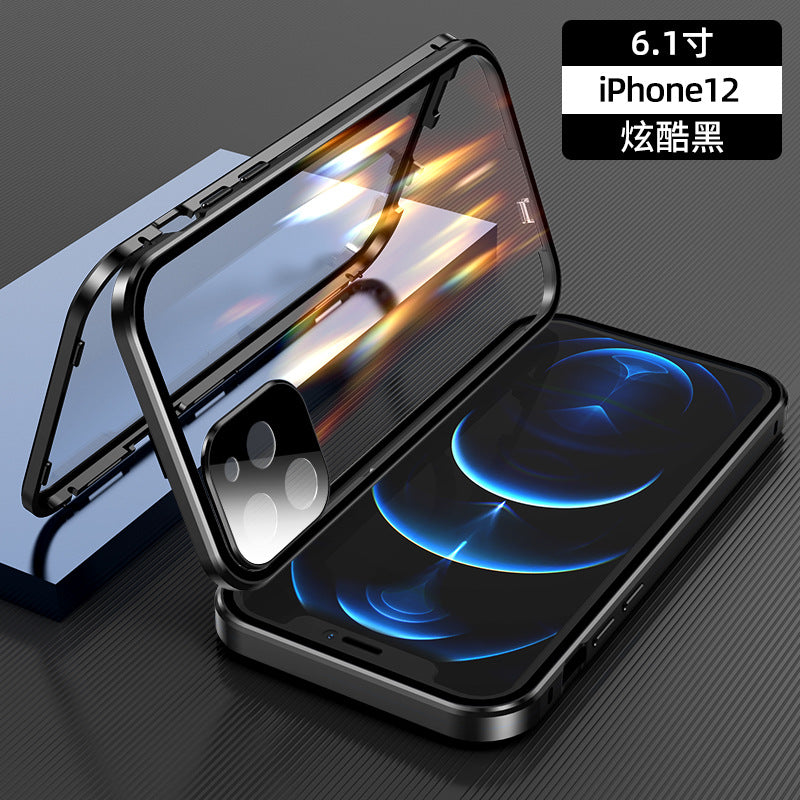 Suitable for Apple 120,000 magnetic king magnetic buckle iphone11promax mobile phone shell glass new metal all-inclusive mini
