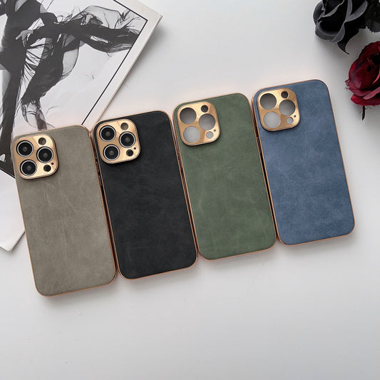 iPhone14pro mobile phone case Apple 13 electroplated sheepskin suitable for 12promax solid color skin protective cover