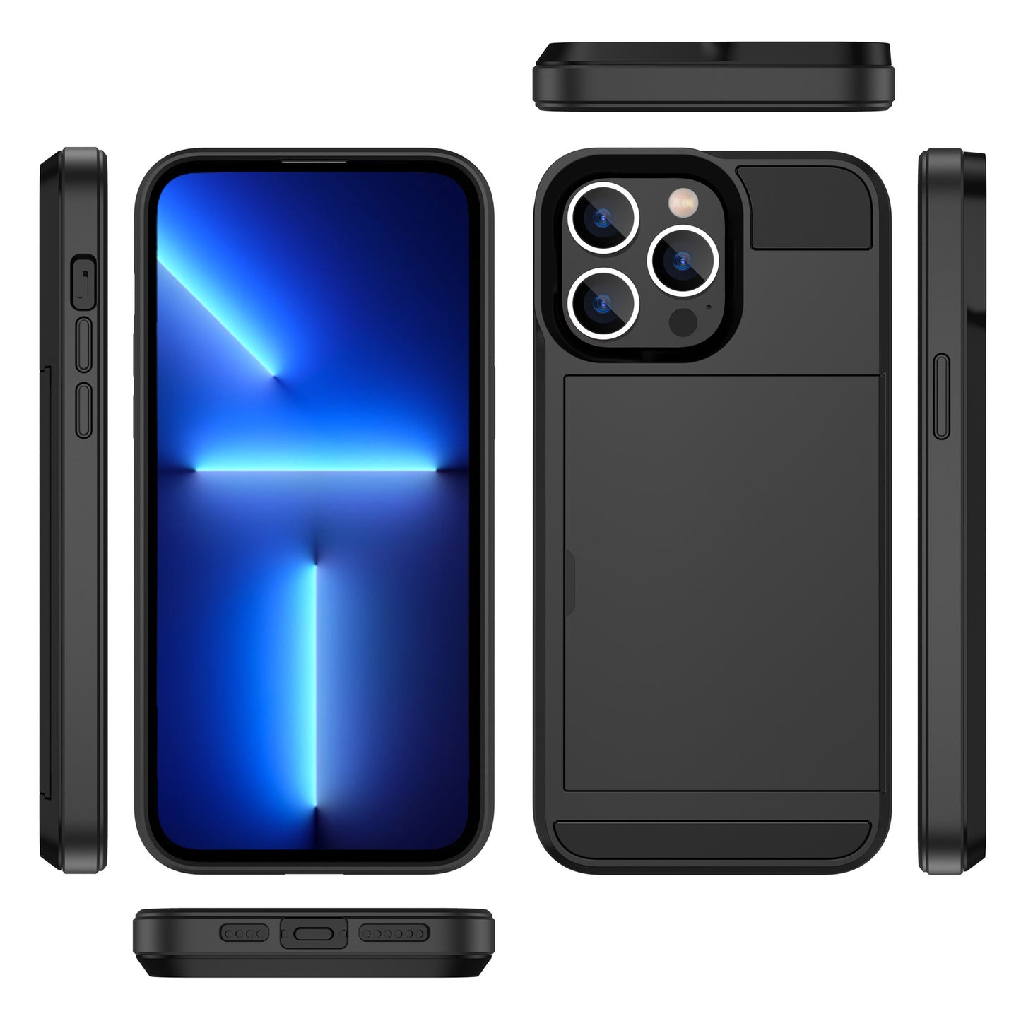 Suitable for iPhone14 Max slide card card mobile phone case TPU+PC two-in-one iPhone14 Pro protective case