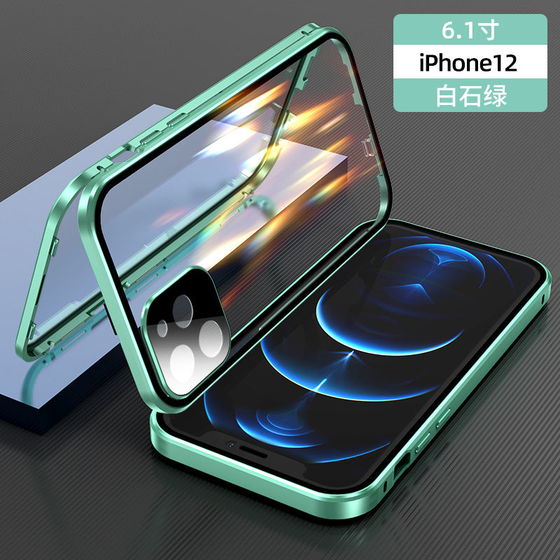 Suitable for Apple 120,000 magnetic king magnetic buckle iphone11promax mobile phone shell glass new metal all-inclusive mini