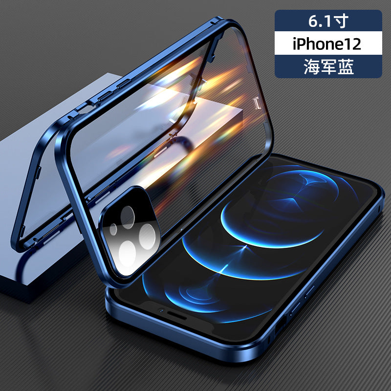Suitable for Apple 120,000 magnetic king magnetic buckle iphone11promax mobile phone shell glass new metal all-inclusive mini