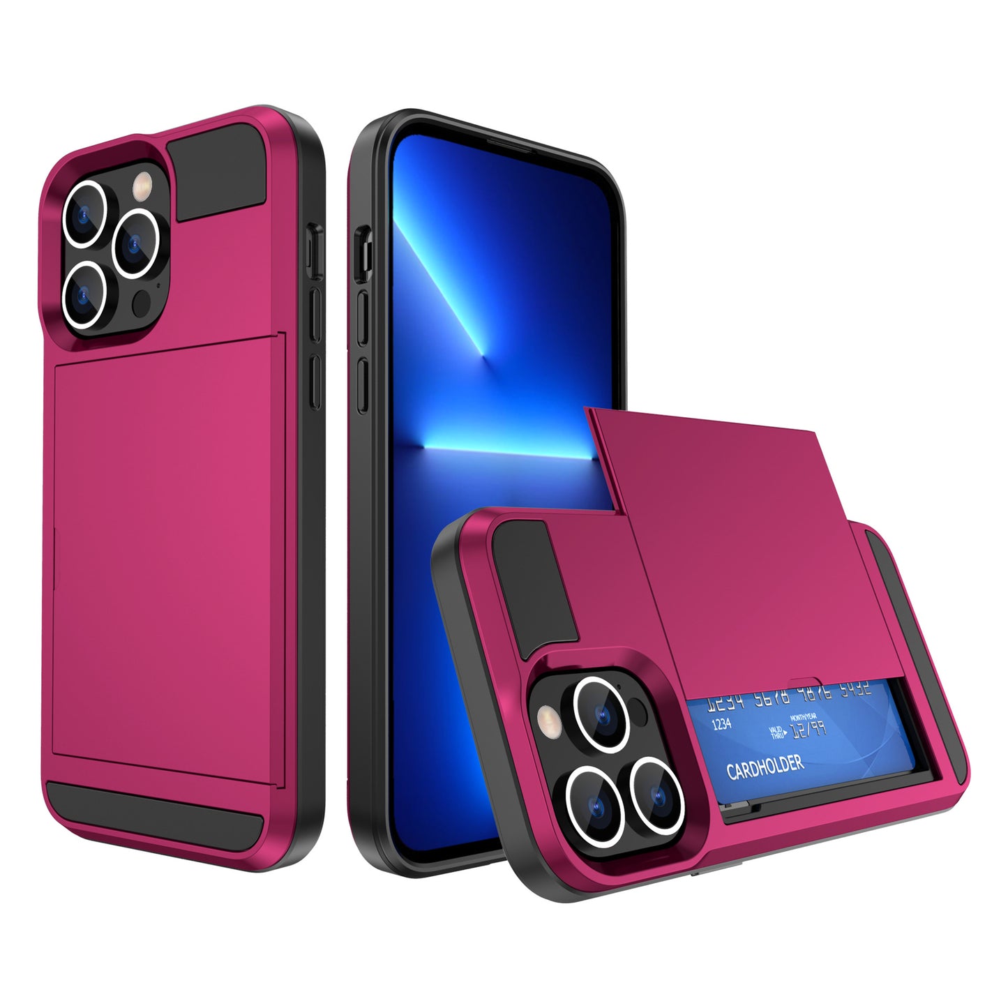 Suitable for iPhone14 Max slide card card mobile phone case TPU+PC two-in-one iPhone14 Pro protective case