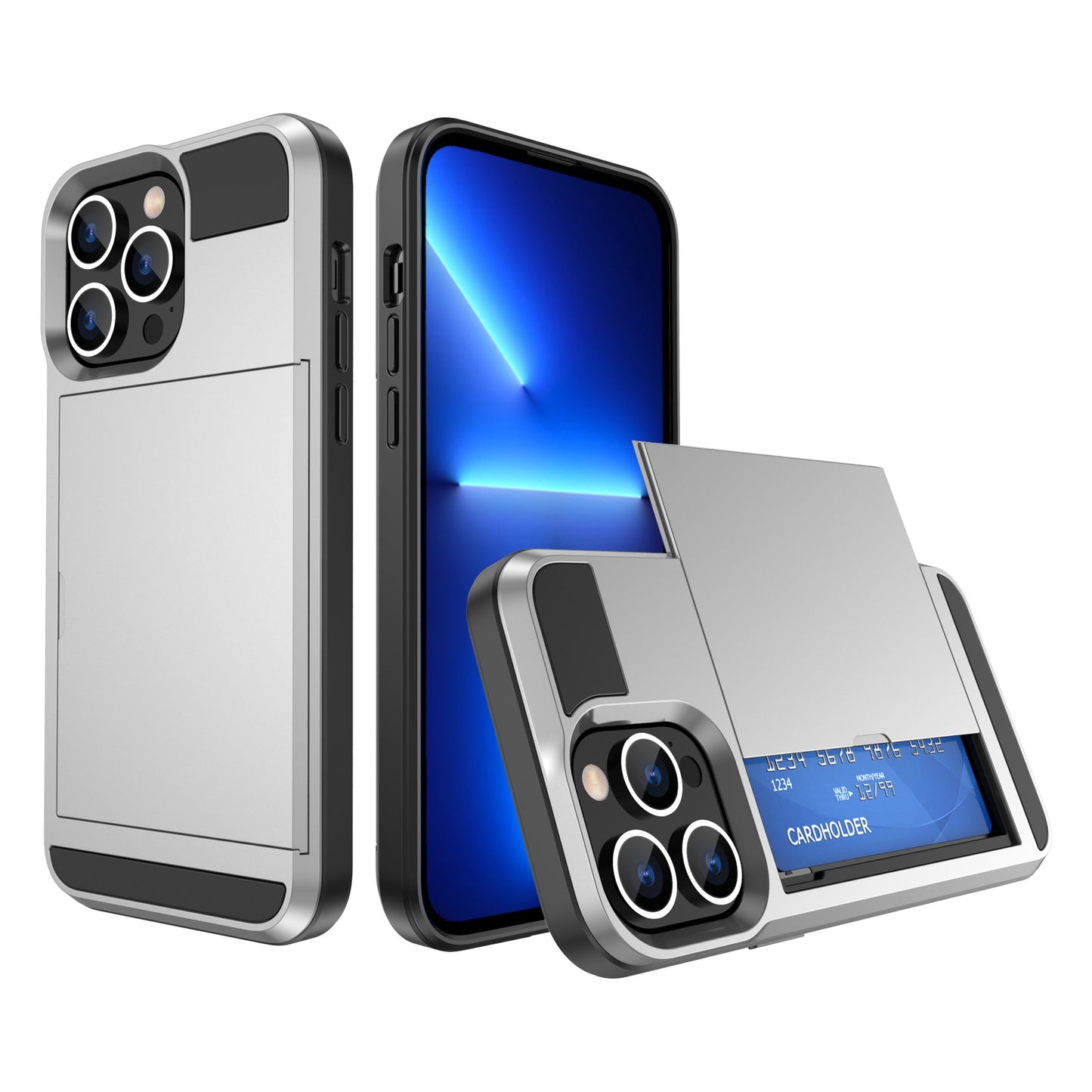 Suitable for iPhone14 Max slide card card mobile phone case TPU+PC two-in-one iPhone14 Pro protective case