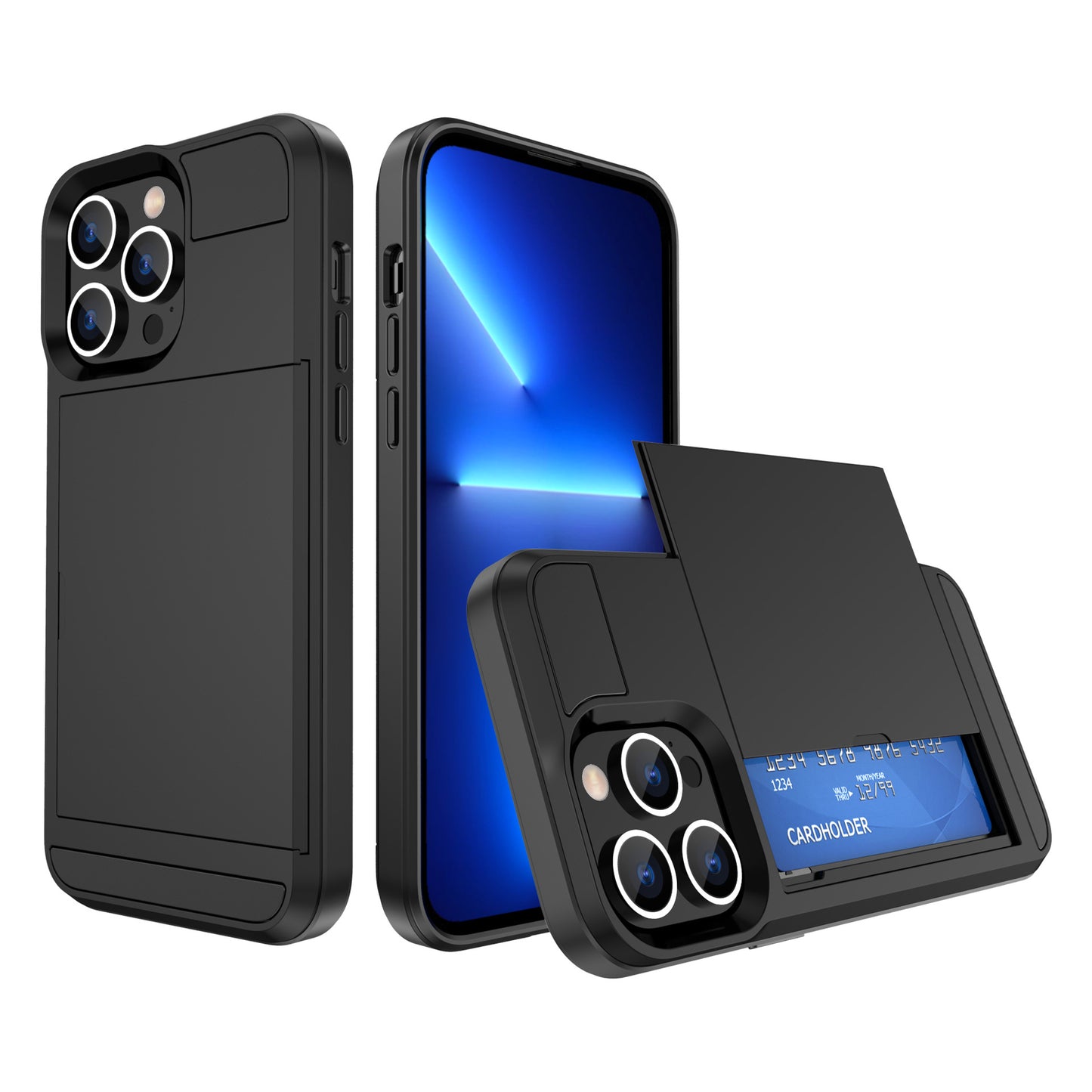 Suitable for iPhone14 Max slide card card mobile phone case TPU+PC two-in-one iPhone14 Pro protective case