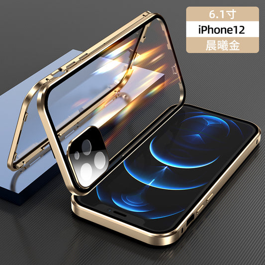 Suitable for Apple 120,000 magnetic king magnetic buckle iphone11promax mobile phone shell glass new metal all-inclusive mini