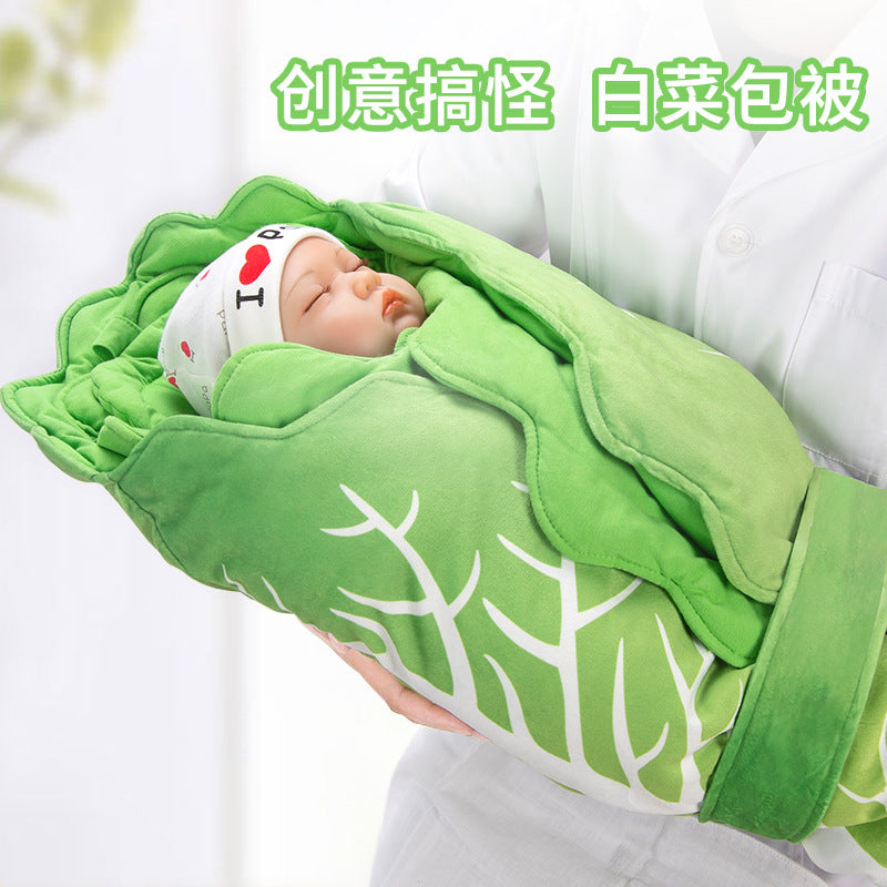 Chinese cabbage blanket for babies in autumn and winter, thickened newborn blanket for going out to the delivery room, single newborn baby cabbage swaddle