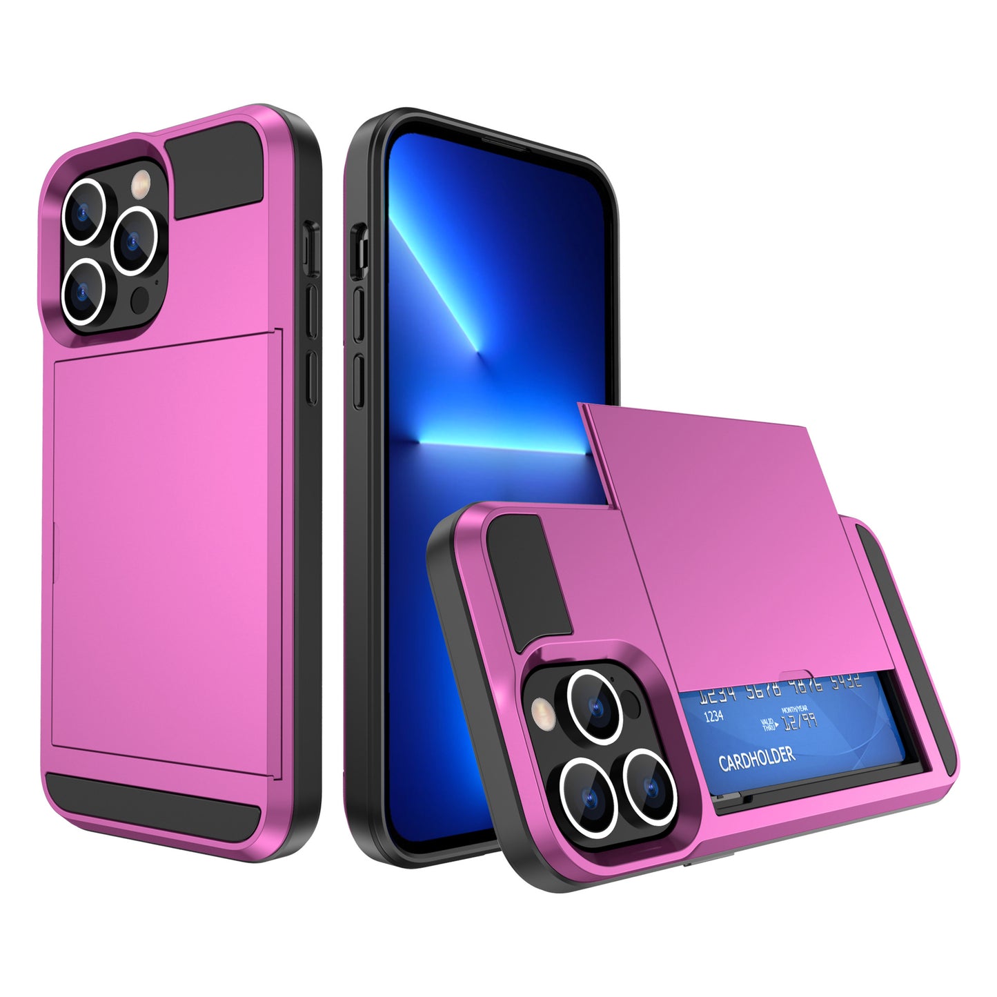 Suitable for iPhone14 Max slide card card mobile phone case TPU+PC two-in-one iPhone14 Pro protective case