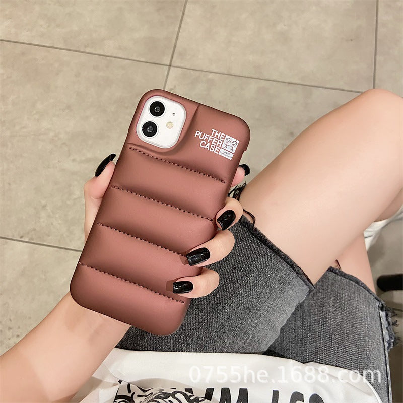 urban hipsters cotton-filled down jacket mobile phone case in Europe and America suitable for Apple iPhone112promax protective cover