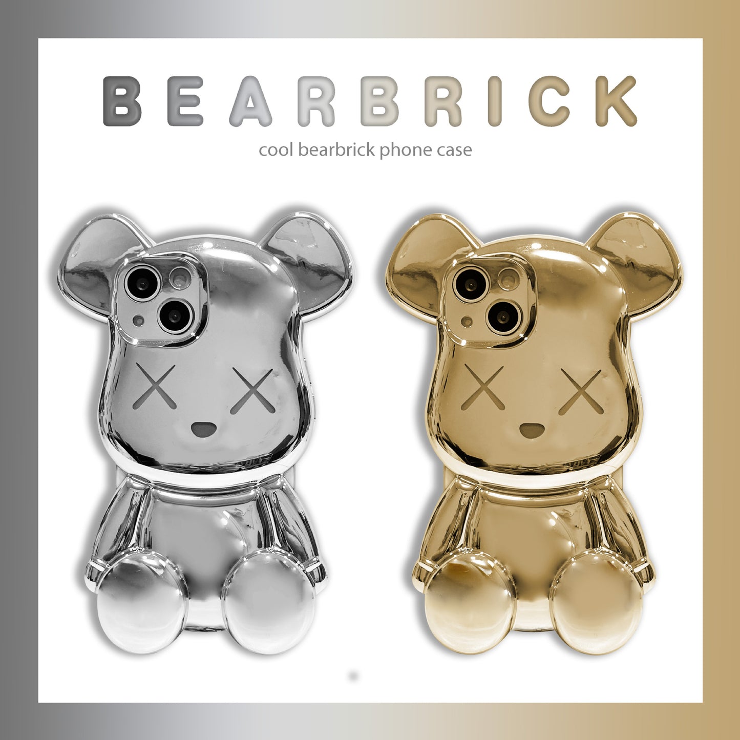 Trendy electroplated metal violent bear iPhone14 Apple 11 suitable for 12/13pro max mobile phone case anti-fall cover