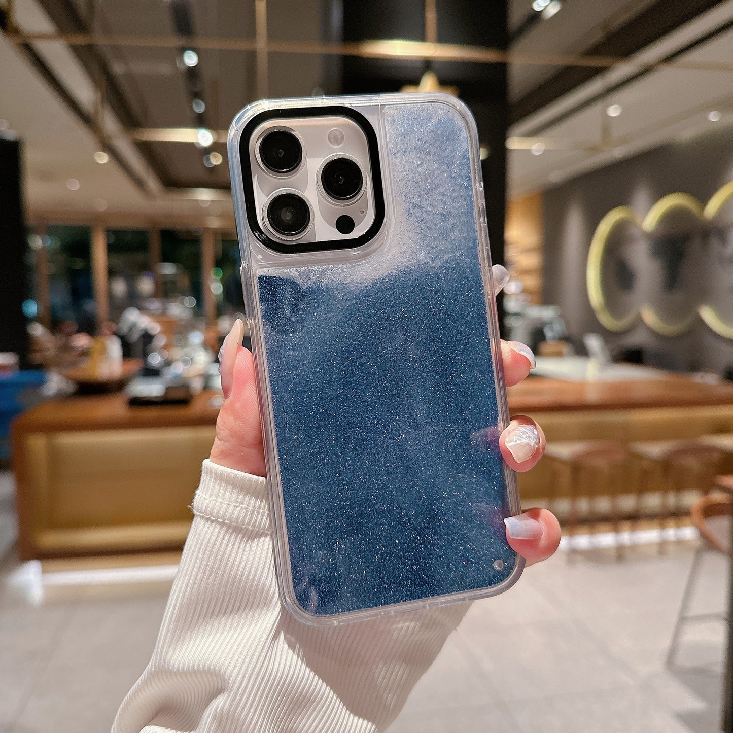 New 16PROMAX Sandblasted Glass Phone Case, Gold-plated Glass Case for Apple iPhone 15, Starry Sky Glitter Gradient