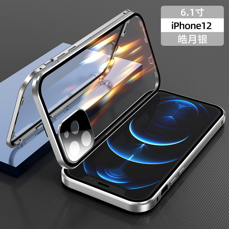Suitable for Apple 120,000 magnetic king magnetic buckle iphone11promax mobile phone shell glass new metal all-inclusive mini