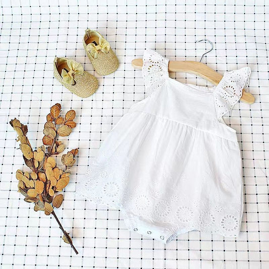 Baby jumpsuit ins2023 summer short-sleeved Korean version small cherry baby jumpsuit baby baby romper