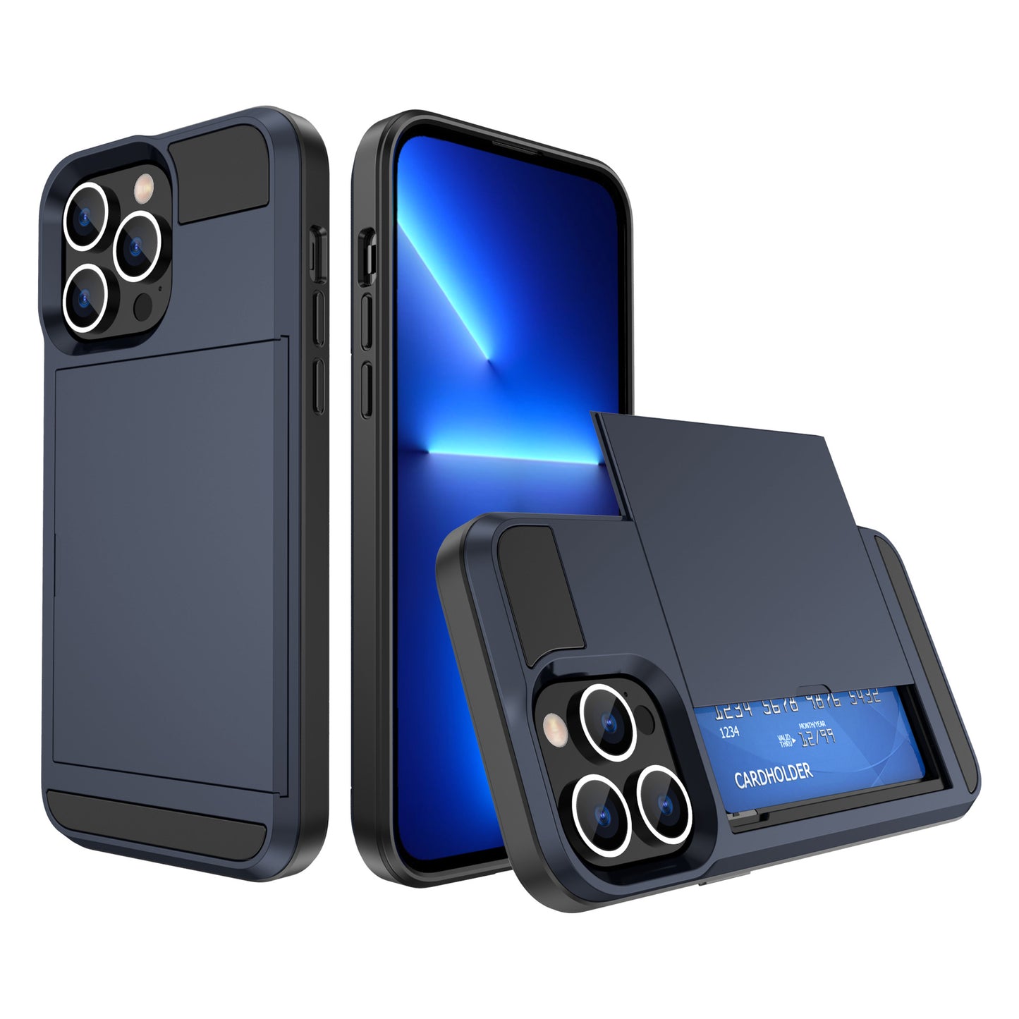Suitable for iPhone14 Max slide card card mobile phone case TPU+PC two-in-one iPhone14 Pro protective case