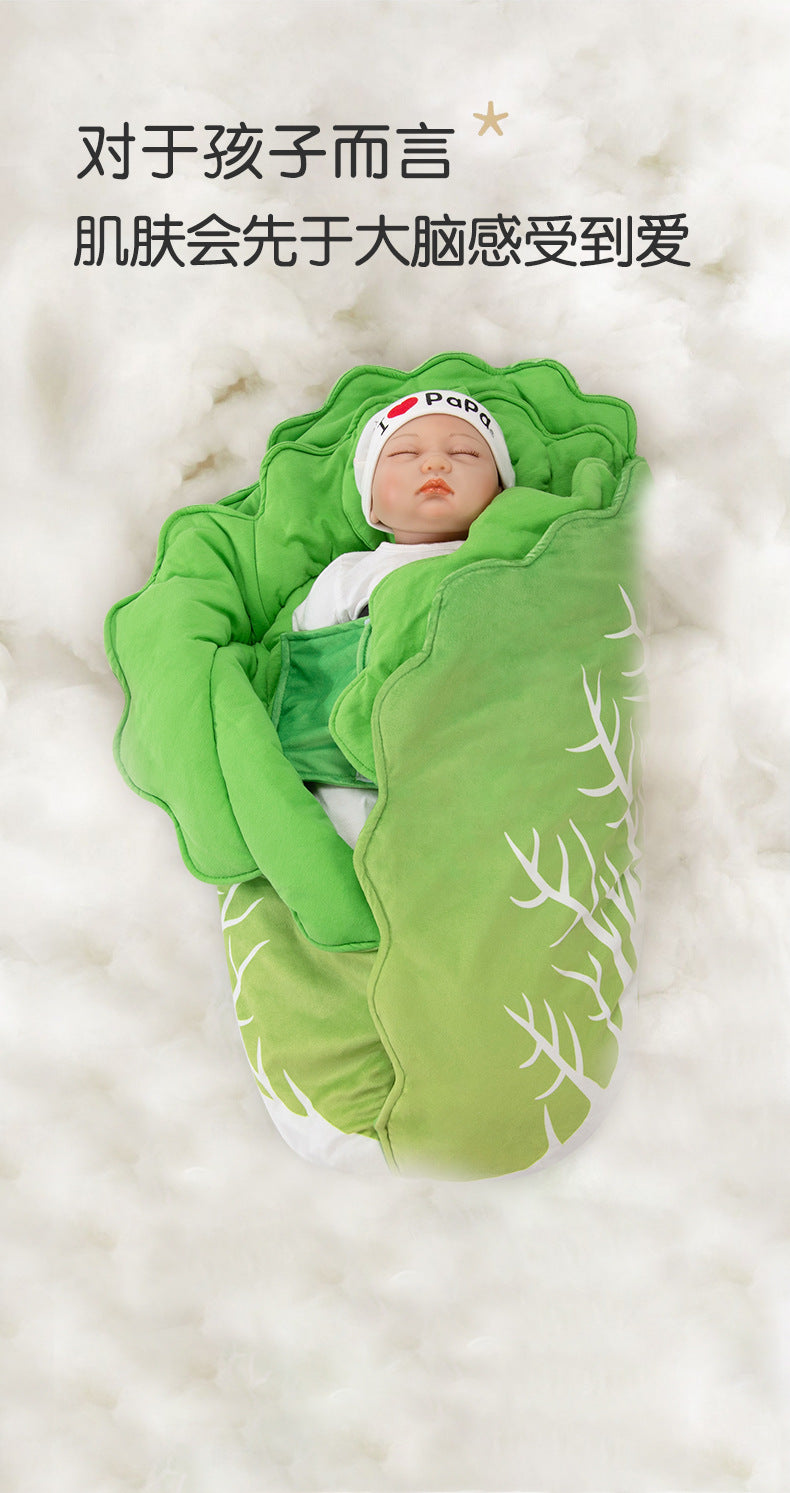 Chinese cabbage blanket for babies in autumn and winter, thickened newborn blanket for going out to the delivery room, single newborn baby cabbage swaddle