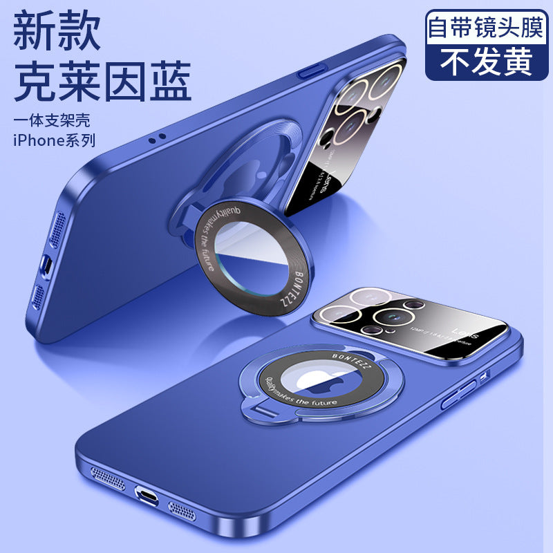The new iPhone 14 large window magnetic suction invisible bracket mobile phone case is suitable for Apple 13 matte PC12 protective cover