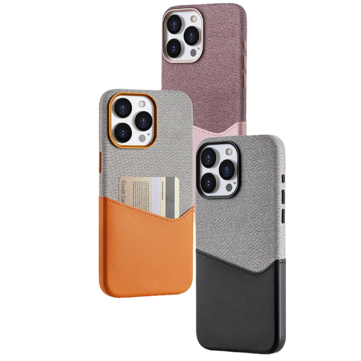 Compatible with iPhone 17 Pro Max, built-in magnetic phone case, fabric and leather patchwork design, SIM card slot, drop-proof 16-inch protective case