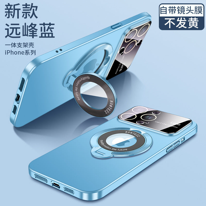 The new iPhone 14 large window magnetic suction invisible bracket mobile phone case is suitable for Apple 13 matte PC12 protective cover