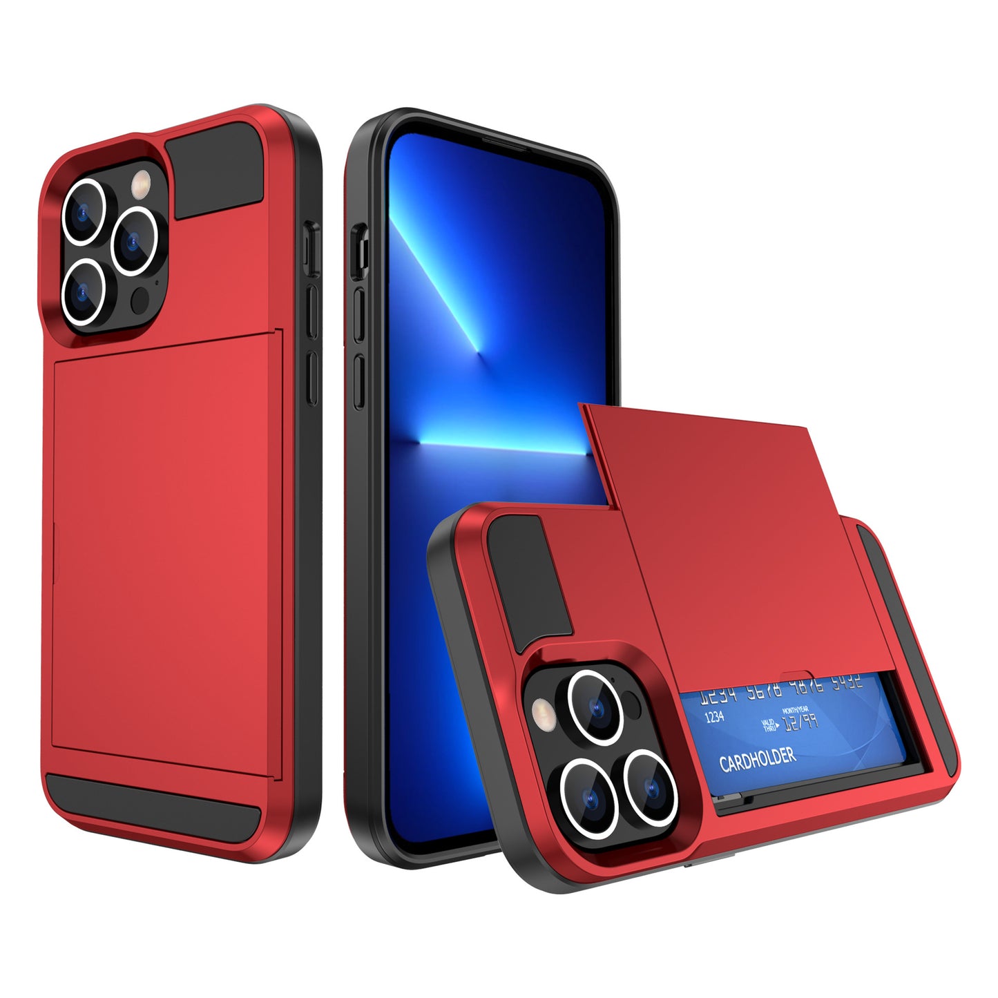 Suitable for iPhone14 Max slide card card mobile phone case TPU+PC two-in-one iPhone14 Pro protective case