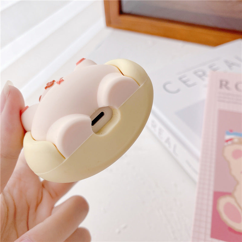 Cute cartoon silicone case for AirPods Pro 2/3, Apple Bluetooth wireless earphones, suitable for women.