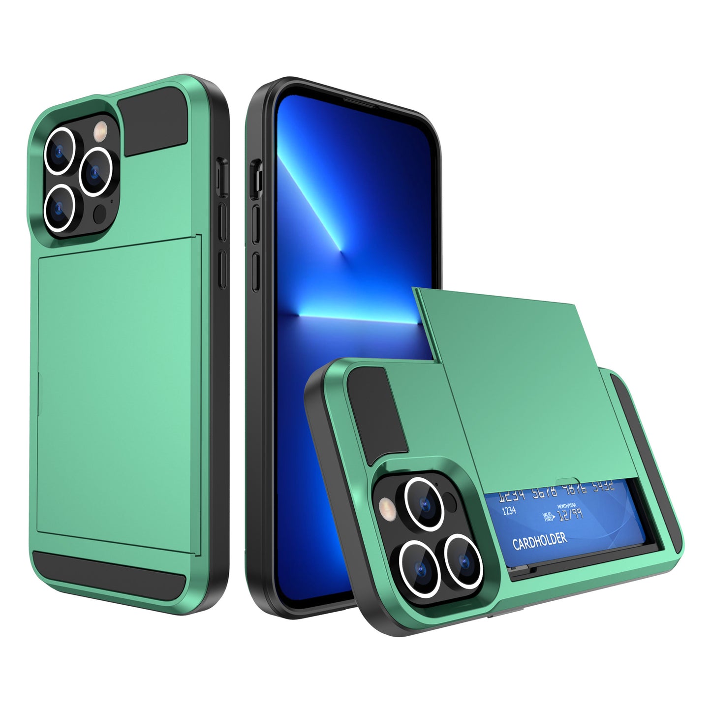 Suitable for iPhone14 Max slide card card mobile phone case TPU+PC two-in-one iPhone14 Pro protective case
