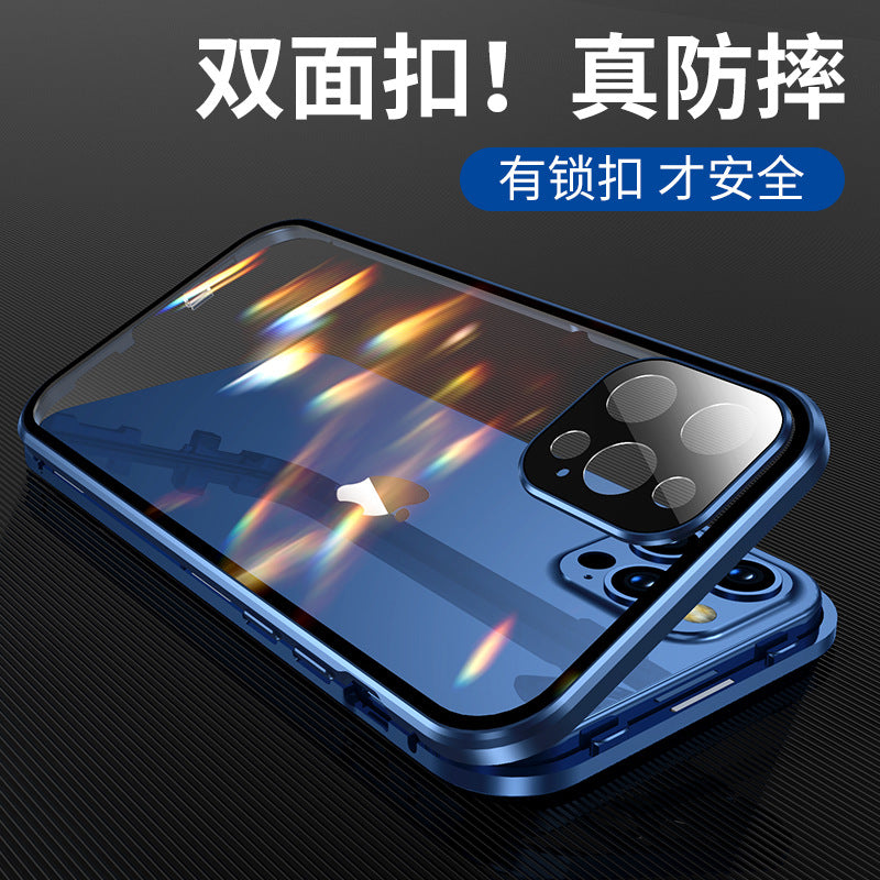 Suitable for Apple 120,000 magnetic king magnetic buckle iphone11promax mobile phone shell glass new metal all-inclusive mini