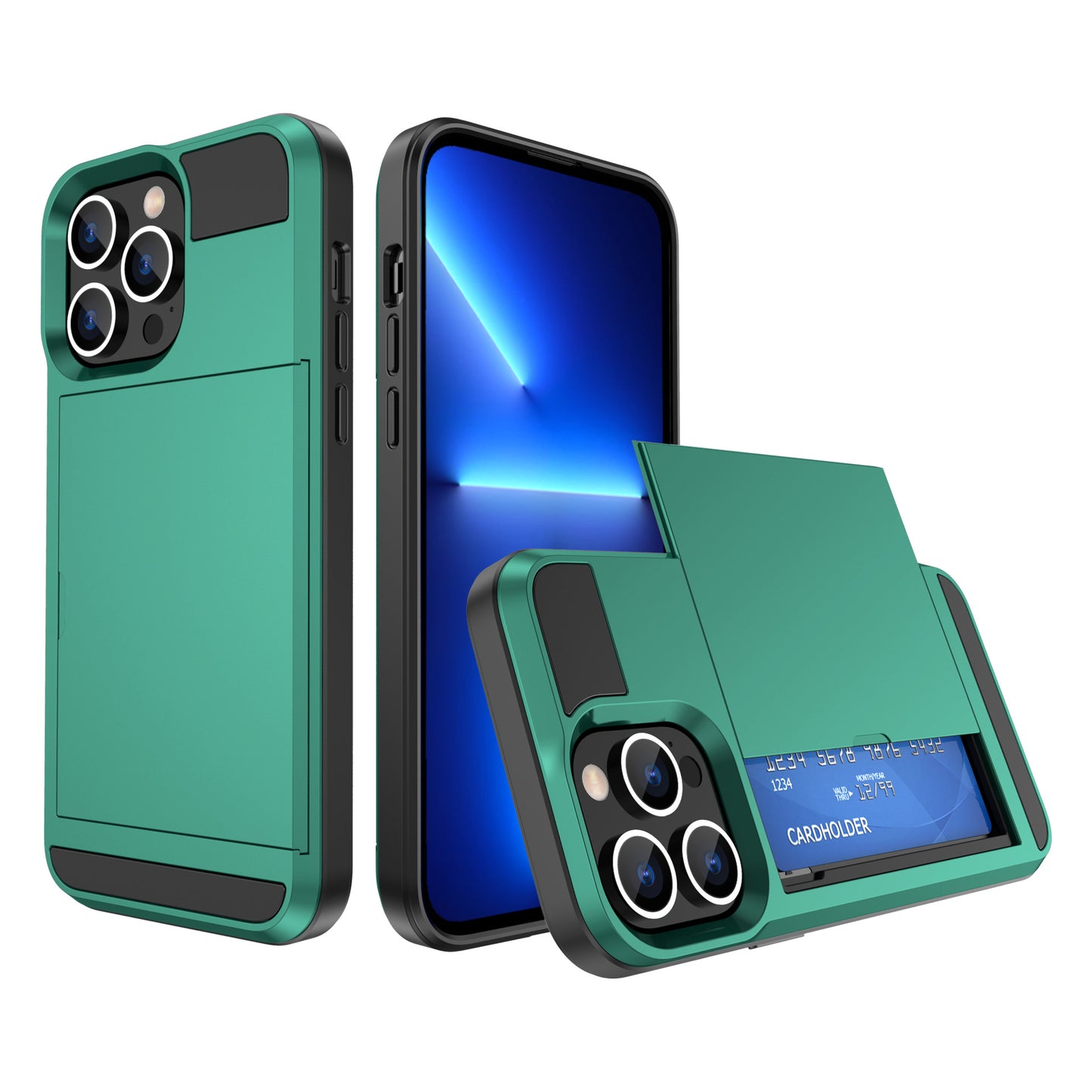 Suitable for iPhone14 Max slide card card mobile phone case TPU+PC two-in-one iPhone14 Pro protective case