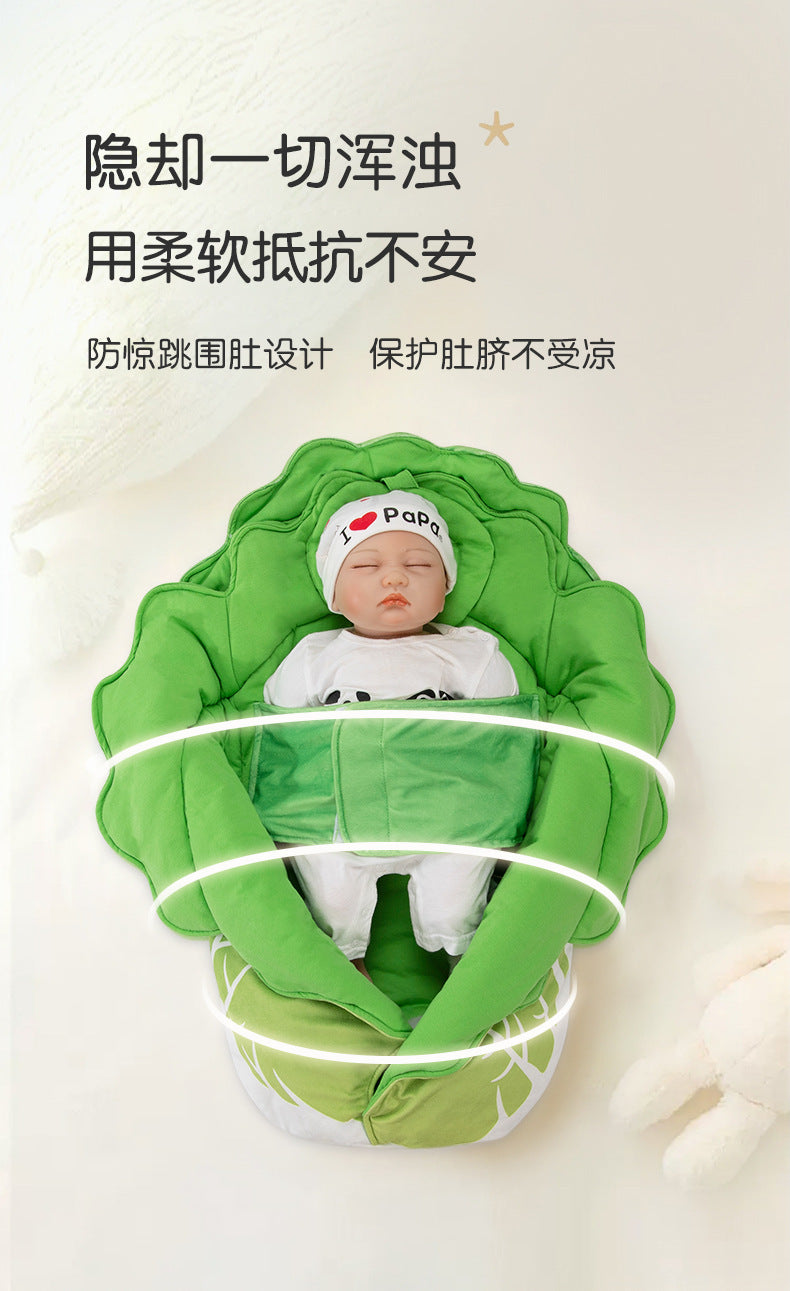 Chinese cabbage blanket for babies in autumn and winter, thickened newborn blanket for going out to the delivery room, single newborn baby cabbage swaddle