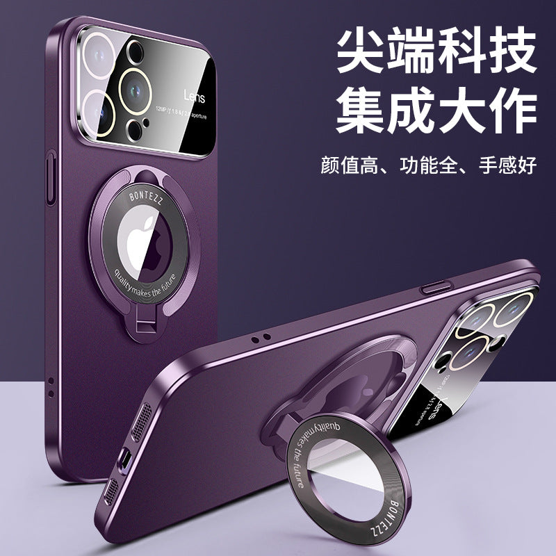 The new iPhone 14 large window magnetic suction invisible bracket mobile phone case is suitable for Apple 13 matte PC12 protective cover