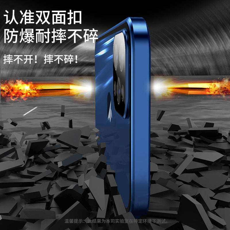 Suitable for Apple 120,000 magnetic king magnetic buckle iphone11promax mobile phone shell glass new metal all-inclusive mini