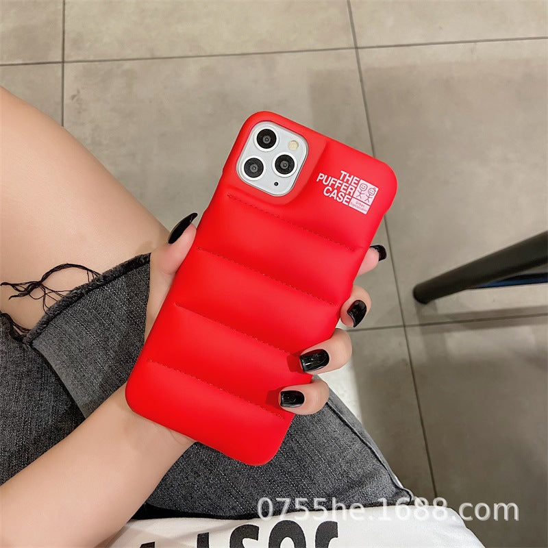 urban hipsters cotton-filled down jacket mobile phone case in Europe and America suitable for Apple iPhone112promax protective cover