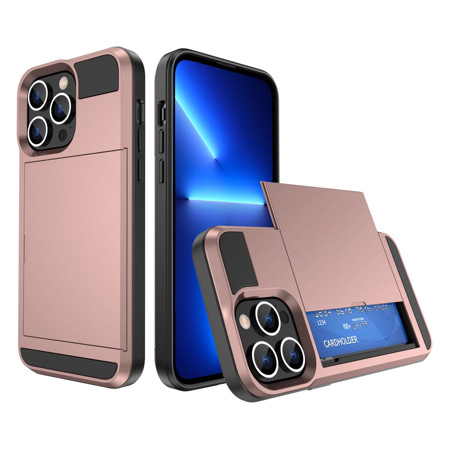 Suitable for iPhone14 Max slide card card mobile phone case TPU+PC two-in-one iPhone14 Pro protective case