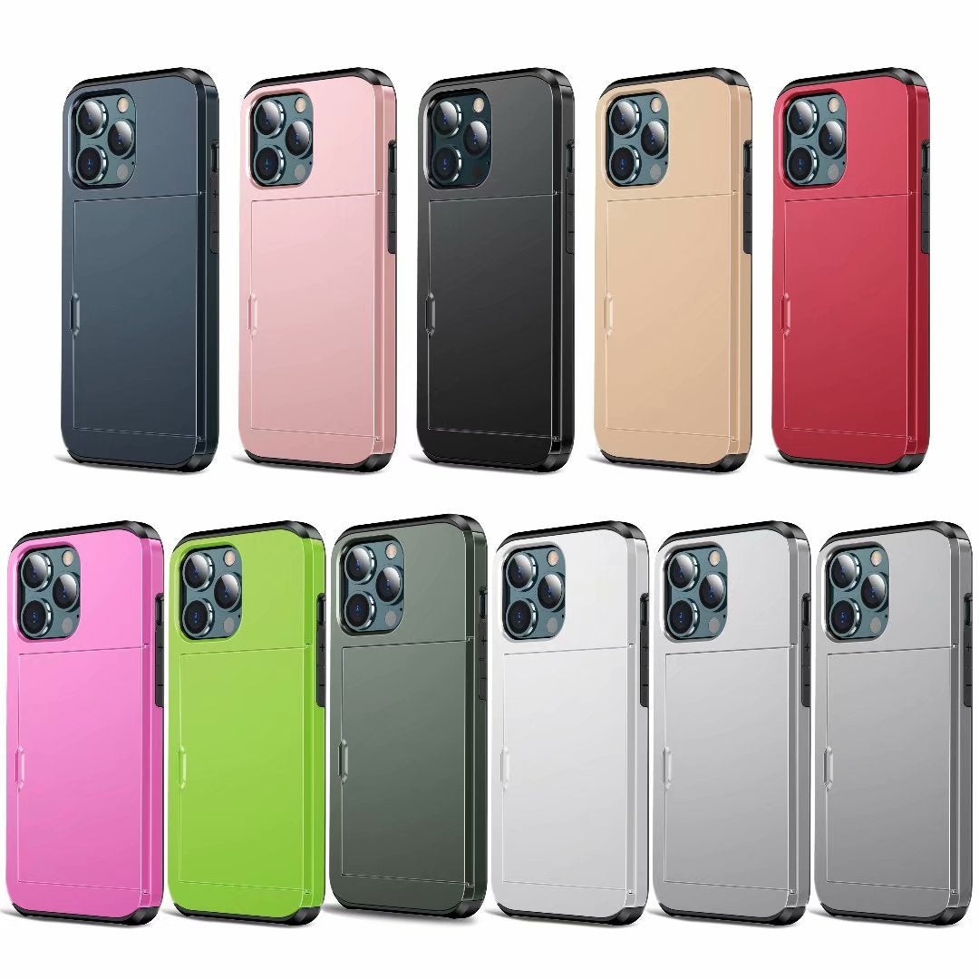 Applicable to iphone14promax mobile phone case Apple 14 slide cover card 6.7 inch two-in-one card case protective cover