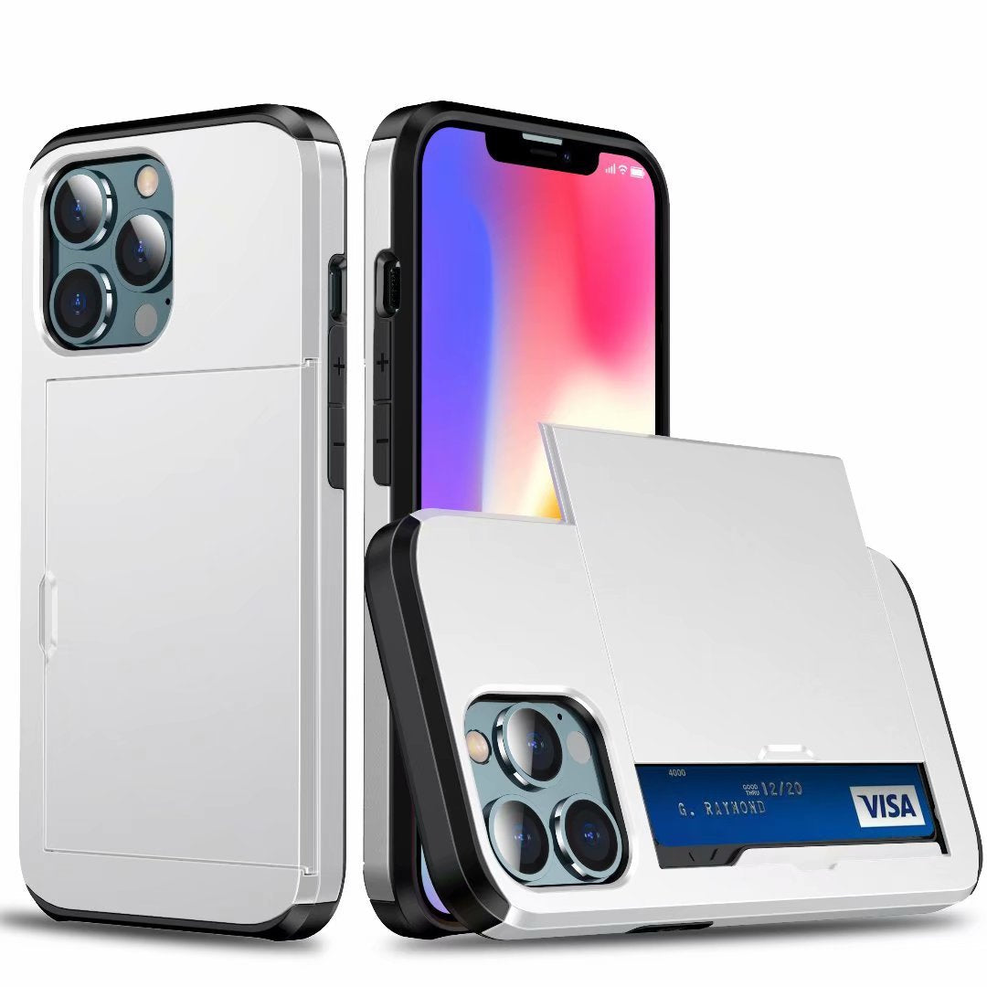 Applicable to iphone14promax mobile phone case Apple 14 slide cover card 6.7 inch two-in-one card case protective cover