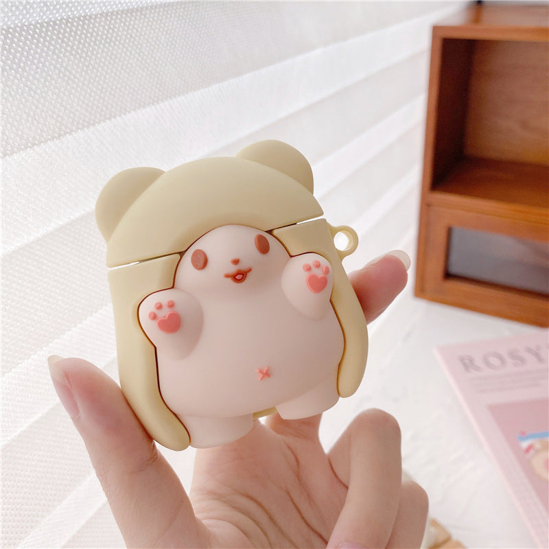 Cute cartoon silicone case for AirPods Pro 2/3, Apple Bluetooth wireless earphones, suitable for women.